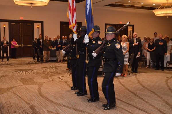 Colorguard standing tall.